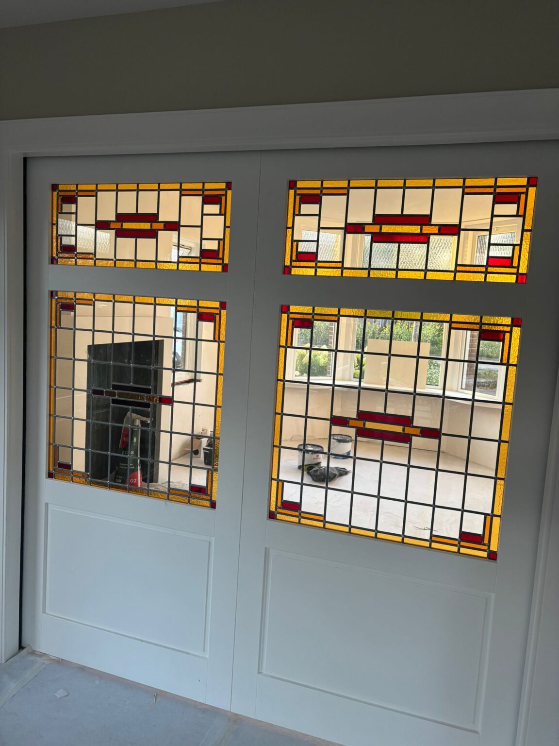 Glas-in-lood in en-suite deuren